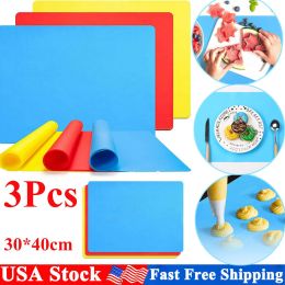 3 Pack Silicone Placemats Non-stick Table Mat Heat Resistant Food Grade Placepad