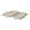 Distressed Wooden Finish Serving Trays With Handles, White, Set Of 2