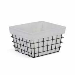 Rectangular White Lined and Metal Wire Storage