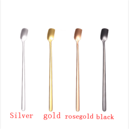 1PC/5PCStainless Steel Long Handle Stainless Steel Tea Spoon Coffee Ice Cream Spoon (Color: Gold)