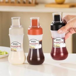 350ml 5 Hole Squeeze Condiment Bottles With Nozzles Plastic Ketchup Mustard Hot Sauces Olive Oil Bottles Kitchen Accessories (Color: White)