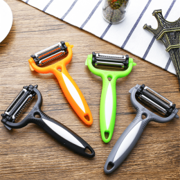 Multicolor Grater Three-in-one Multifunctional Peeling Knife Melon Fruit Kitchen Gadget (Color: Orange)
