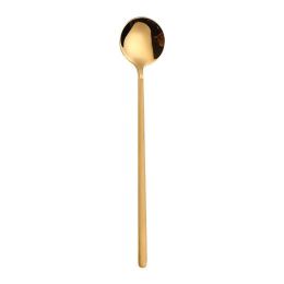 Stainless Steel Round Spoon Frosted Handle Spoon Coffee Spoon Household (Color: Gold)