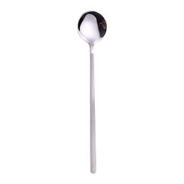 Stainless Steel Round Spoon Frosted Handle Spoon Coffee Spoon Household (Color: Silver)