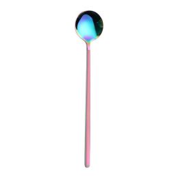 Stainless Steel Round Spoon Frosted Handle Spoon Coffee Spoon Household (Color: Multicolor)