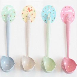 Kitchen Utensils Spoon Spoon 2 In 1 Long Handle Plastic Big Spoon (Color: beige)