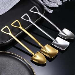 Stainless Steel Coffee Spoon Retro Shovel Ice Cream Spoon Creative Tea-Spoon Fashion Tableware (Color: Multicolor)