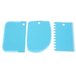 3PCS/Set Colorful Multifunctional Irregular Teeth Edge DIY Cream Scraper Cake Mold Tools (Color: Blue)
