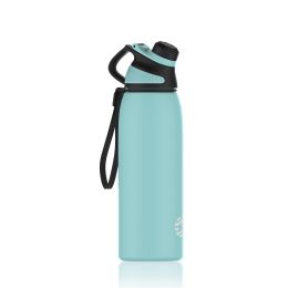 Healter 20oz Leakproof Free Drinking Water Bottle with Spout Lid for, 600ml Stainless Steel Sports Water Bottle for Fitness, Gym and Outdoor Sports (Color: Green)