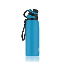 Healter 20oz Leakproof Free Drinking Water Bottle with Spout Lid for, 600ml Stainless Steel Sports Water Bottle for Fitness, Gym and Outdoor Sports (Color: Blue)